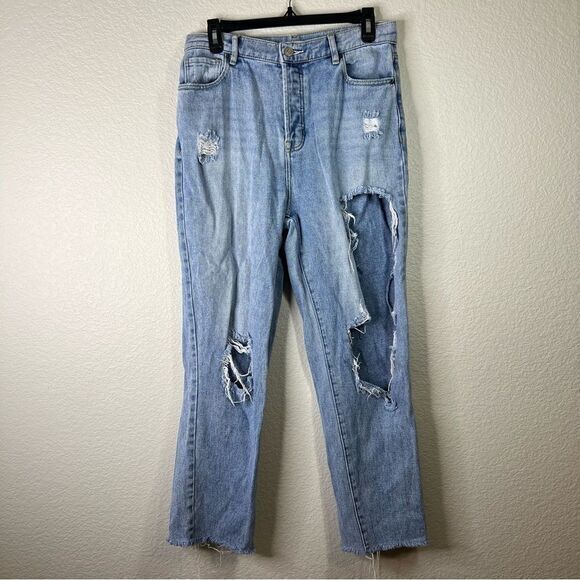 Pacsun Womens‎ High Rise Straight Jeans Destroyed Light Wash Denim Blue Size 28 - Picture 1 of 10